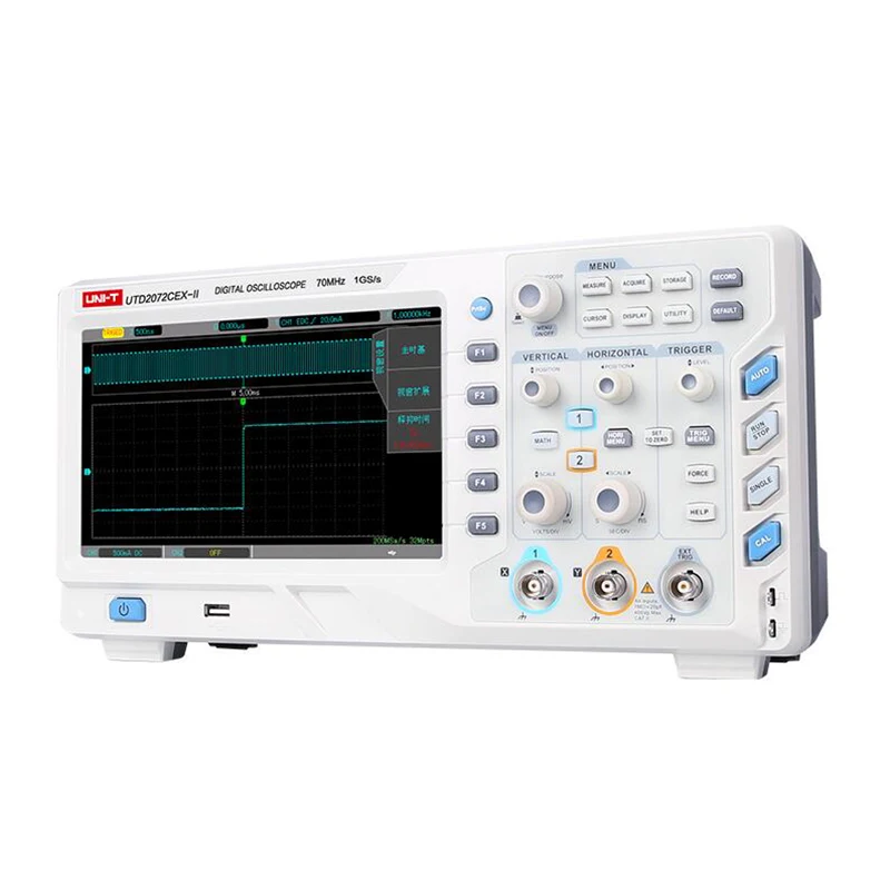 

UNI-T UTD2102CEX-II Digital Storage Oscilloscopes 2CH 100MHZ Bandwidth 1GS/s Sample Rate 8 Inches TFT LCD Display