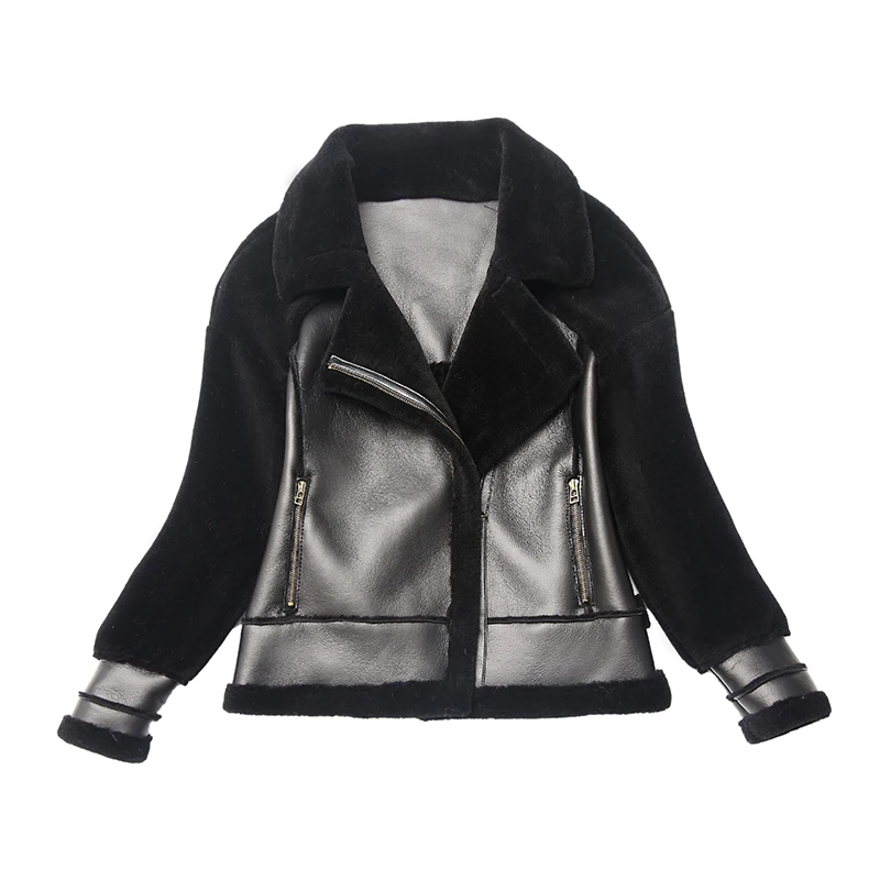 

2019 new wool fur coat fur one ladies coat motorcycle clothing Slim sheep shearing special offer