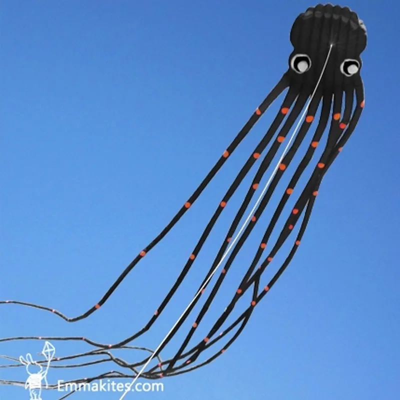 30m Beach Kite Flying Single Line Octopus Kite Tube-Shaped Soft Kite 3D Ripstop Nylon Fabric 