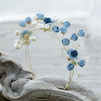 

Fabric Flower Beaded Tiara Bride Crown Headband Wedding Hair Accessories Hairband Diadem Jewelry Bandeau Bijoux Cheveux WIGO0941