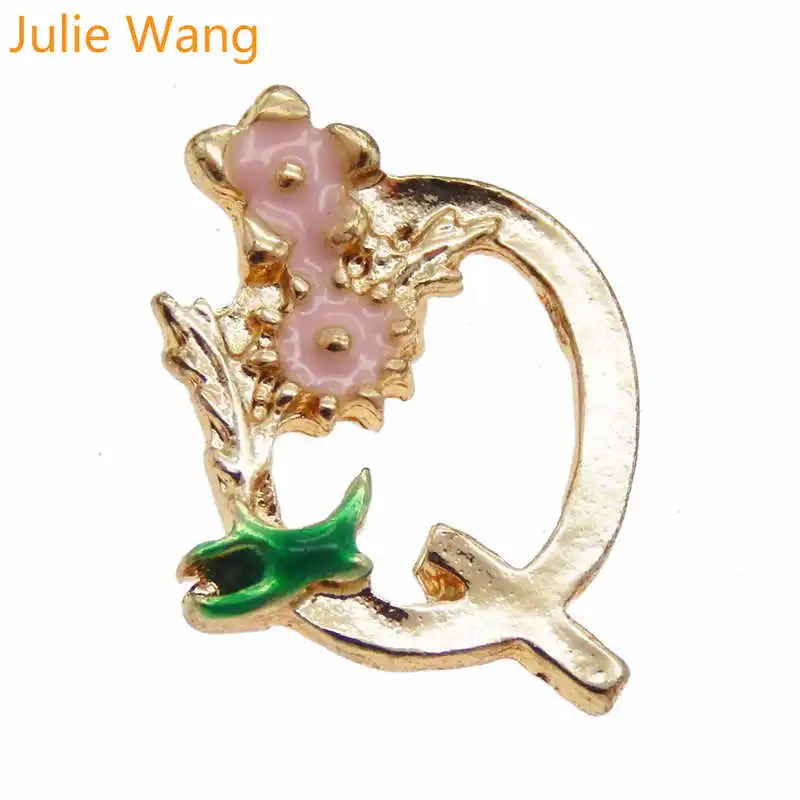 Julie Wang, 6 шт., золотой тон, A-Z, 26 букв, эмаль, красочные афабецы, подвески, ожерелье, подвеска, серьги, сделай сам, аксессуары для изготовления ювелирных изделий - Окраска металла: Q