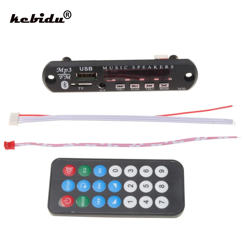 

kebidu Wireless Bluetooth DC 12V 5V Car Vehicles MP3 WMA Decoder Board Audio Module USB FM TF Radio For Car MP3 Accessories
