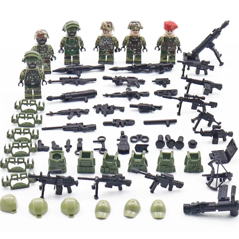 

6pcs New Blocks Military Minifigure Russian Alpha Force SWAT Army Camouflage Soldier Building Blocks Brick Figure Toys Gift