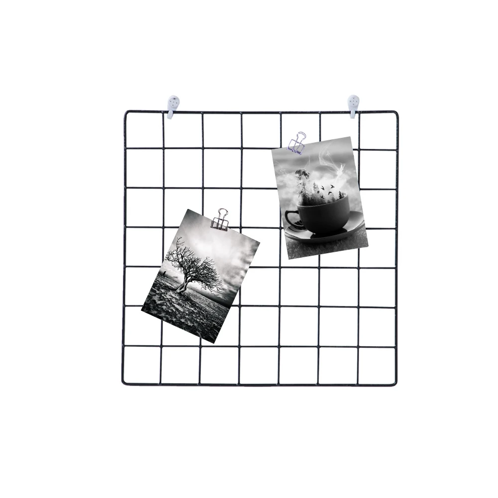 

Photo Display Holder Frame Organizer Iron Grid Art Storage Rack Wall Hanging Decoration DIY Multifunctional Mesh Shelf Home