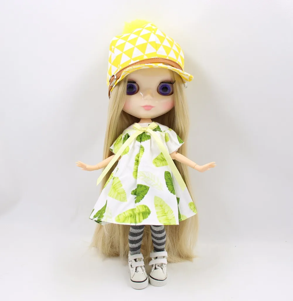 Blyth doll icy bjd licca желтая шляпа зеленое платье одежда Чулки Нижнее белье