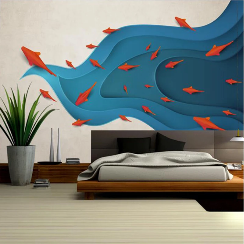 Interior Wallpaper Modern Minimalistic Abstract Fish Kids Wallpaper Murals Wall Art Ideas For Bedroom Sitting Room Decor Kitchen Wallpapers Aliexpress