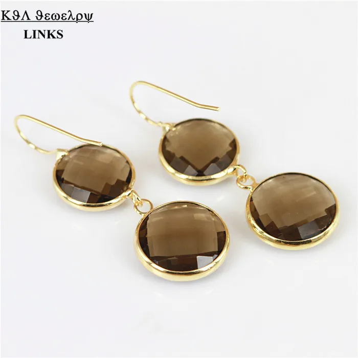 

Round Faceted Glass Quartz Stone Beaded Earring Jewelry Crystal Transparent Beads Charm Women's Earring