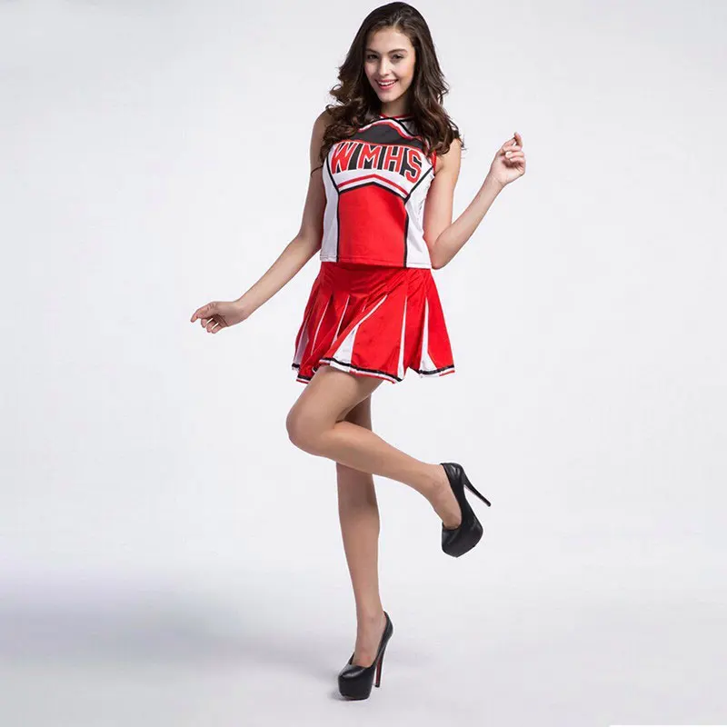 Cheerleader Kostuum Cheer Meisjes Uniform Tops met Rok Hoge Schooluniform S...