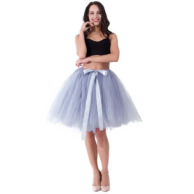 Women's Power Puff Tutu Tulle Skirt 50cm Midi Length Skater Skirt Party