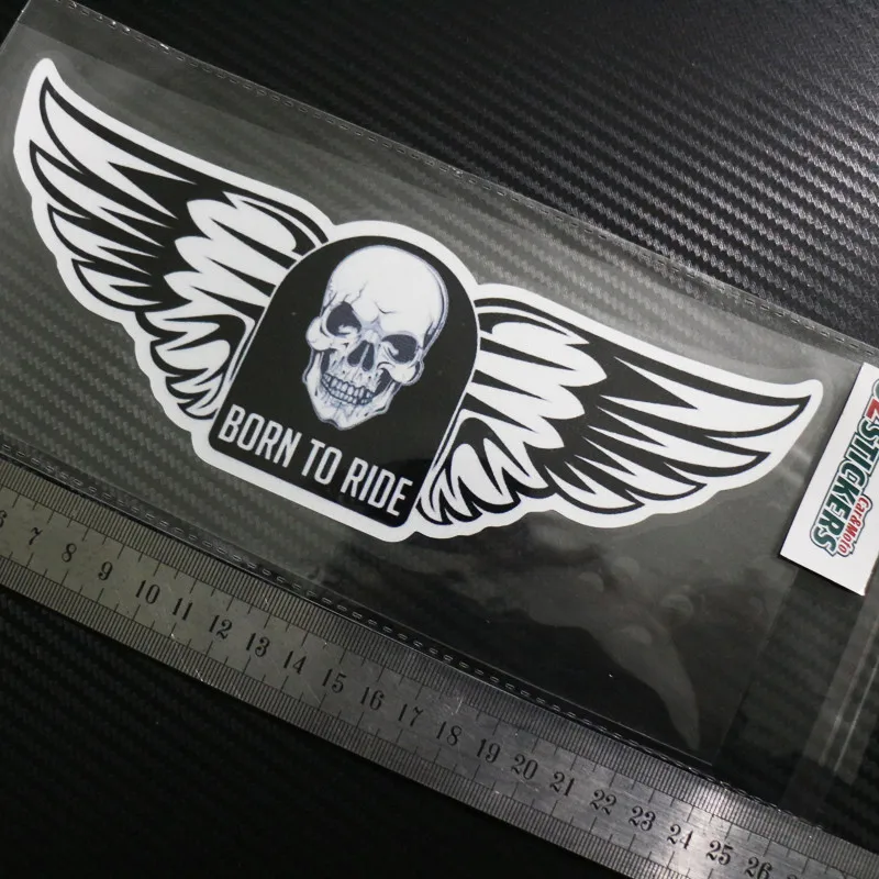 

sixsub BORN TO RIDE Wing skull Reflective stickers decals waterproof sunscreen
