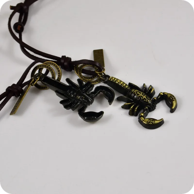 Кулон из сплава скорпиона кожаные ожерелья амулет подарок на удачу Модный