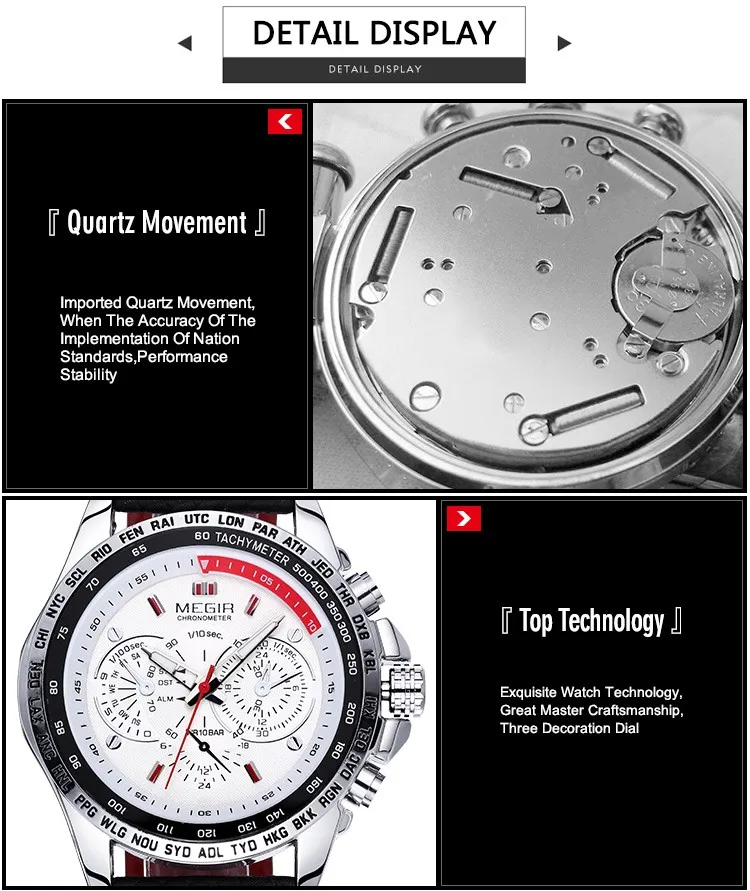MEGIR популярный известный бренд мужские часы лучший бренд класса люкс Бизнес кварцевые часы кожаный ремешок для часов мужские наручные часы reloj hombre