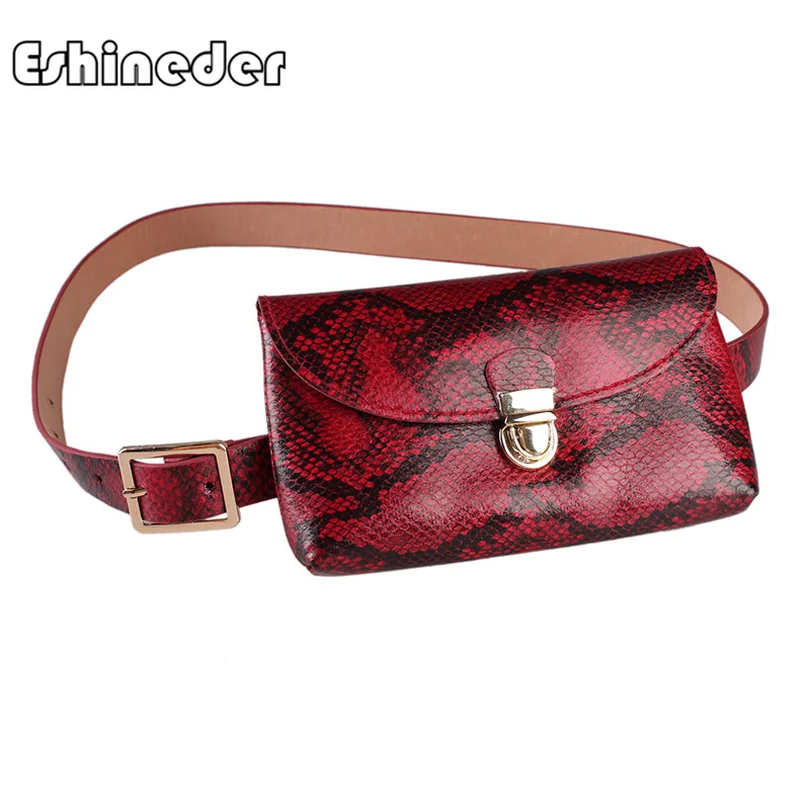 

ESHINEDER Snake Skin Waist Bag for Women Female Waist Pack Bum Bag Fanny Packs Belt Bags Travel Belt Wallets Phones Bag