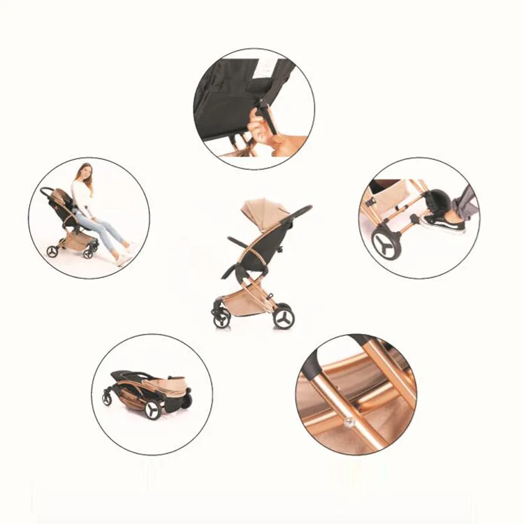 High landscape baby stroller light stroller can sit reclining Aluminum alloy frame car fold Portabl