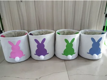 

Wholesale 100pcs/lot Bunny ear canvas blanket Easter favor gift bag kids blanket gifts bucket