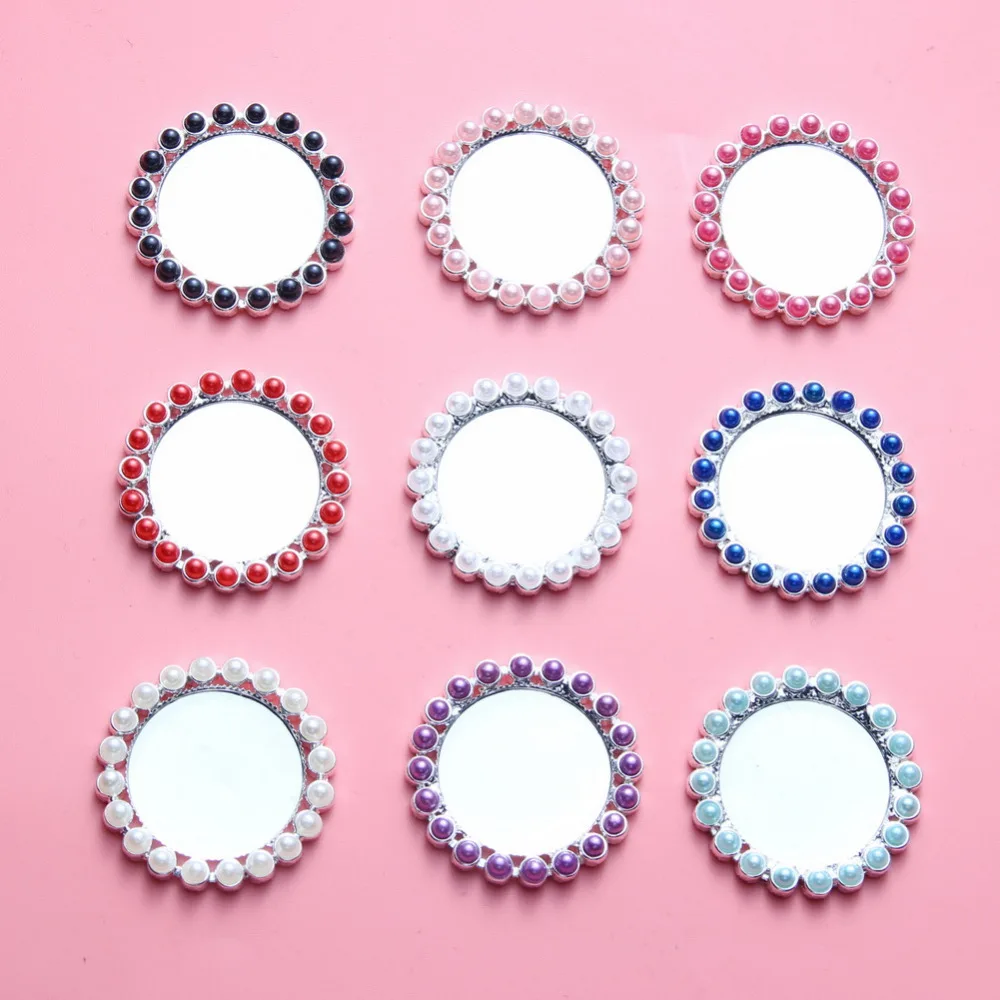 

inner 25mm 1" flat back metal pearl buttons bottle caps tray 10PCS for hair bows BTN-5724