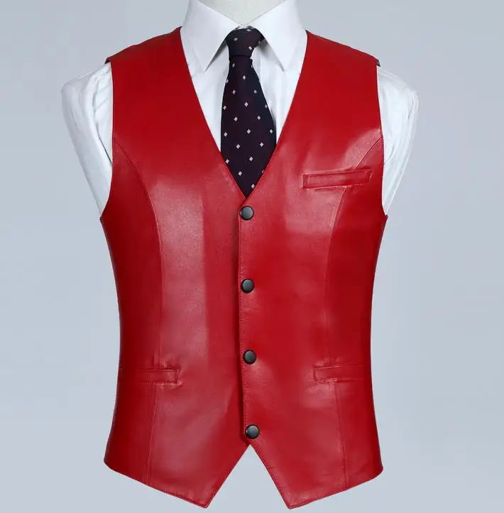 red leather vest