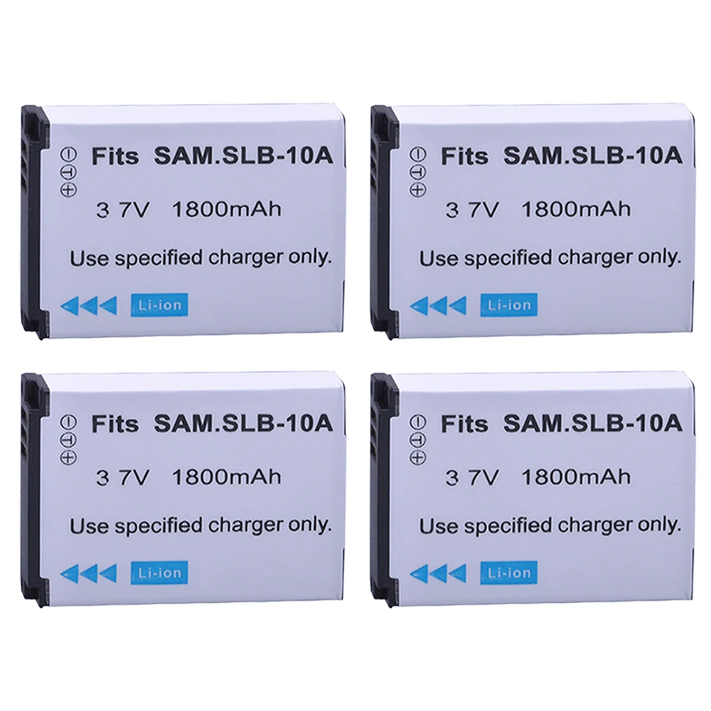 

4Pcs 1800mAh SLB-10A SLB 10A SLB10A Camera Batteries for SAMSUNG HMX-U10 HMX-U100 SL720 SL310W SL820 HZ15W HZ10W ES60