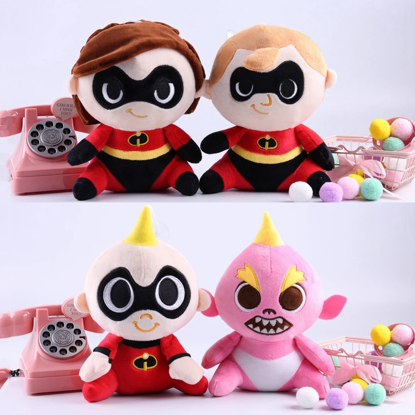 

Newset 4 pcs/set Plush Toys Doll Mr. Incredible Family Bob Helen Jack Parr Plush Soft Stuffed 20cm Toy for Kids Children Gifts