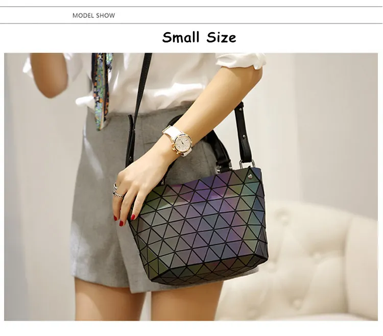 Женская сумка с лазерной геометрией, блестки, зеркальные, в клетку, складные сумки на плечо, светящаяся Сумочка, бриллиантовая Повседневная сумка-мешок