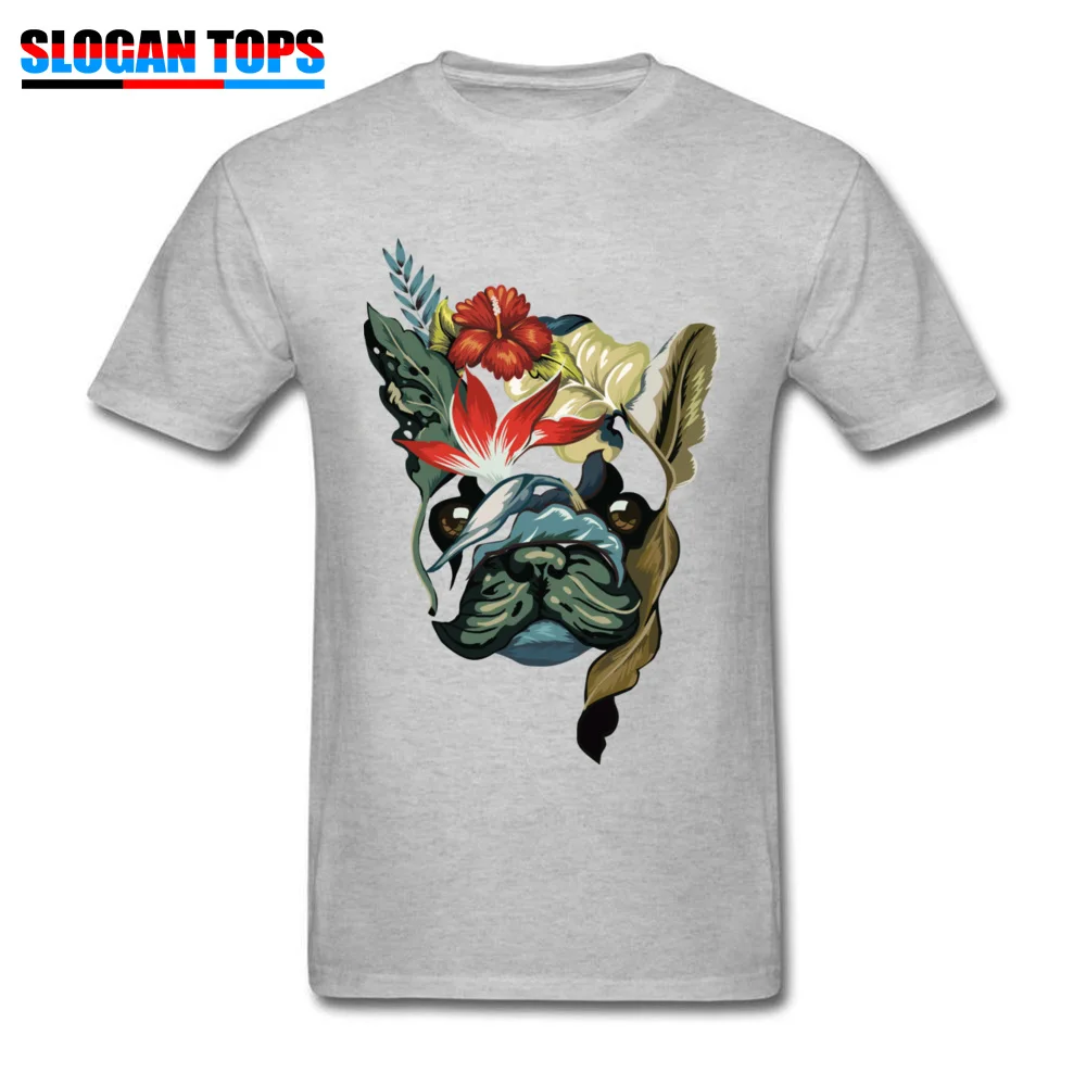100% Cotton Men Short Sleeve TROPICAL FRENCHIE T-shirts Cool Tops Shirt 2018 Design Crew Neck Tops & Tees Wholesale TROPICAL FRENCHIE grey