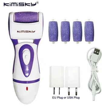 

KIMISKY Purple Foot Care Tool Rechargeable Waterproof Electric Pedicure Foot File Callus Remover Feet Dead Skin 5Ps Rollers Head
