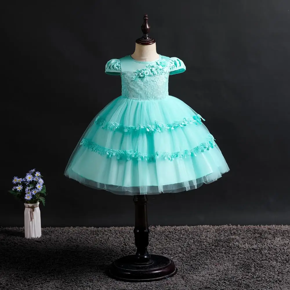 

baby girl clothes Short sleeve Flower girl princess dress Wedding presiding Birthday party Stage performance lace tutu dress