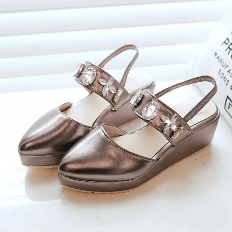 Crystal Gladiator Sandals 2017 New Creepers Platform Wedges Summer Casual Slingback Shoes For Woman Big Rhinestones High Heels (21)
