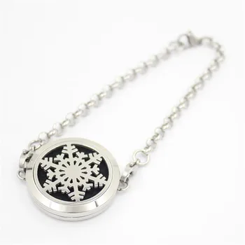 

Snow Flake Aromatherapy Essential Oils Stainless Steel Perfume Diffuser Locket Bracelet Best Father Day Gifts