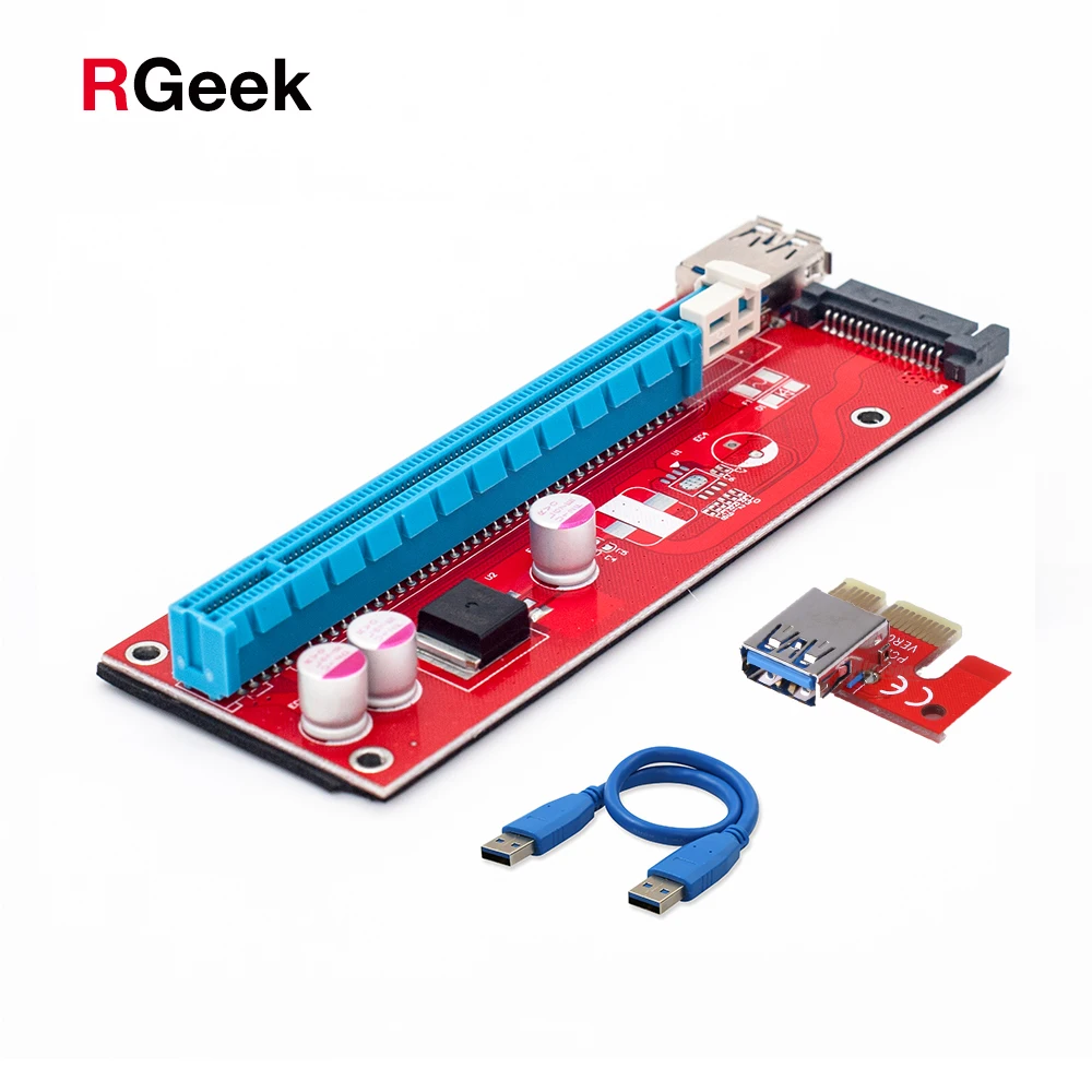 100pcs New Red VER007S PCI Express Riser Card 1x To 16x PCI E Extender