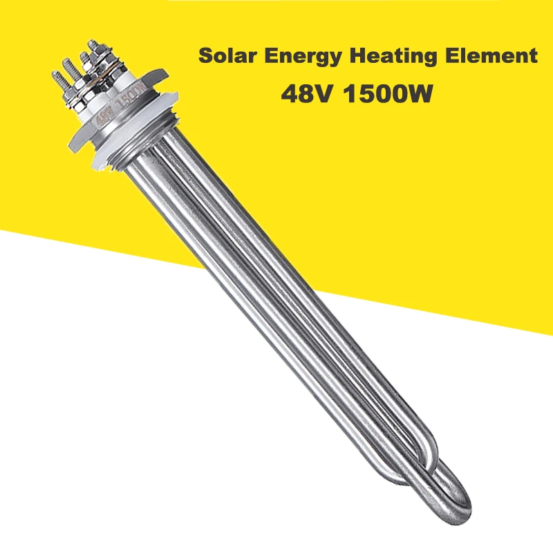 

Low Volt DC 48V 1500W 215mm Screw in 1 NPT Solar Heating Element Submersible Heating Element For Solar Energy And Wind Power