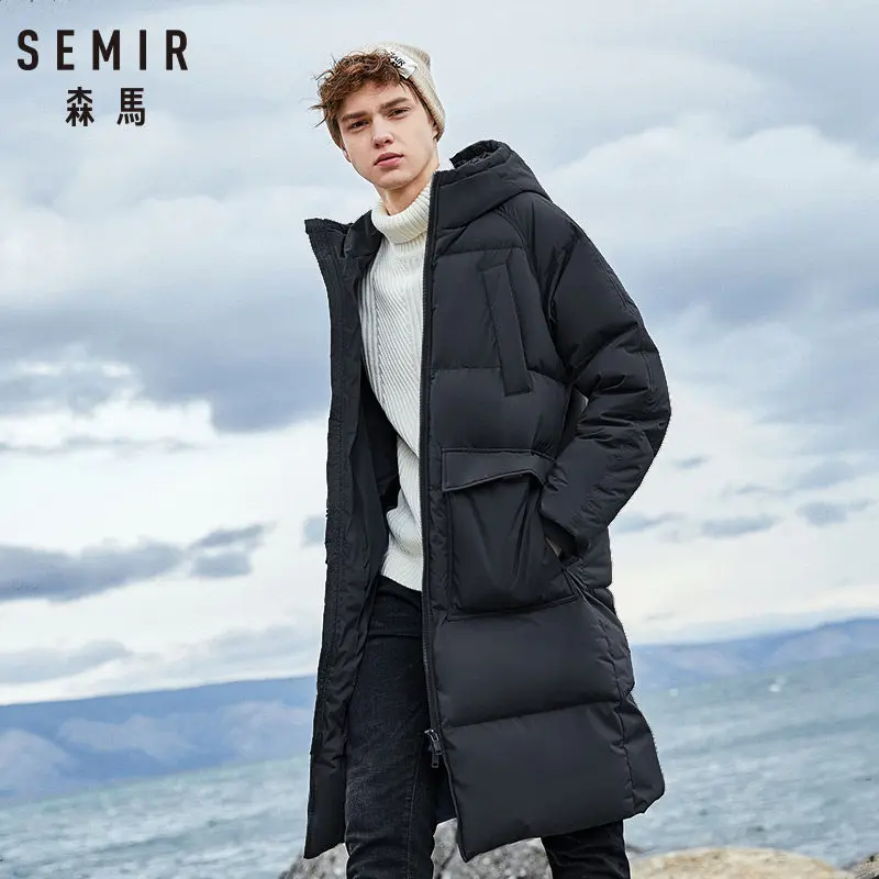 SEMIR новая одежда зимняя куртка мужская деловая длинная толстая зимняя куртка мужская однотонная модная верхняя одежда теплое длинное пальто для мужчин