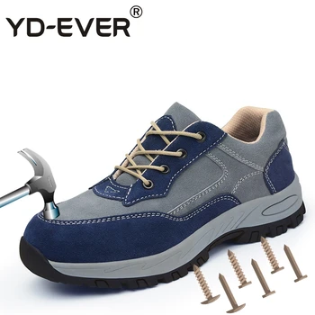 

YD-EVER plus Size Lightweight Bulletproof Work Safety Shoes Men Faux Suede Sport Boots Sneakers Anti-smashing Shoes