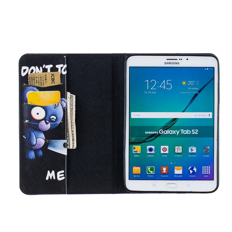 For Samsung Galaxy Tab S2 8.0 SM-T710 T715 Case Kids Butterfly Flower Bear Cartoon Wallet  PU Leather Back Silicon Tablet Cover (35)