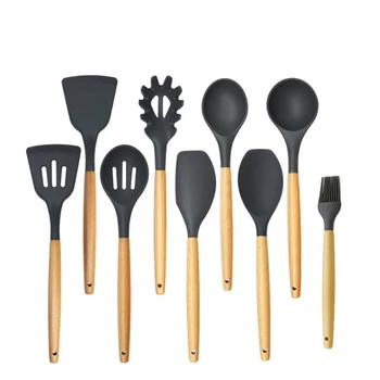 

6pcsfree shipping Cooking Tool Sets Food Grade Silicone Oil Spraying Temperature Resistance Non-stick Kitchen Utensils Spoon Set