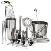 Нержавеющая сталь 14 шт. медь покрытием шейкер Смеситель пить бармен browserKit баров набор инструментов - изображение