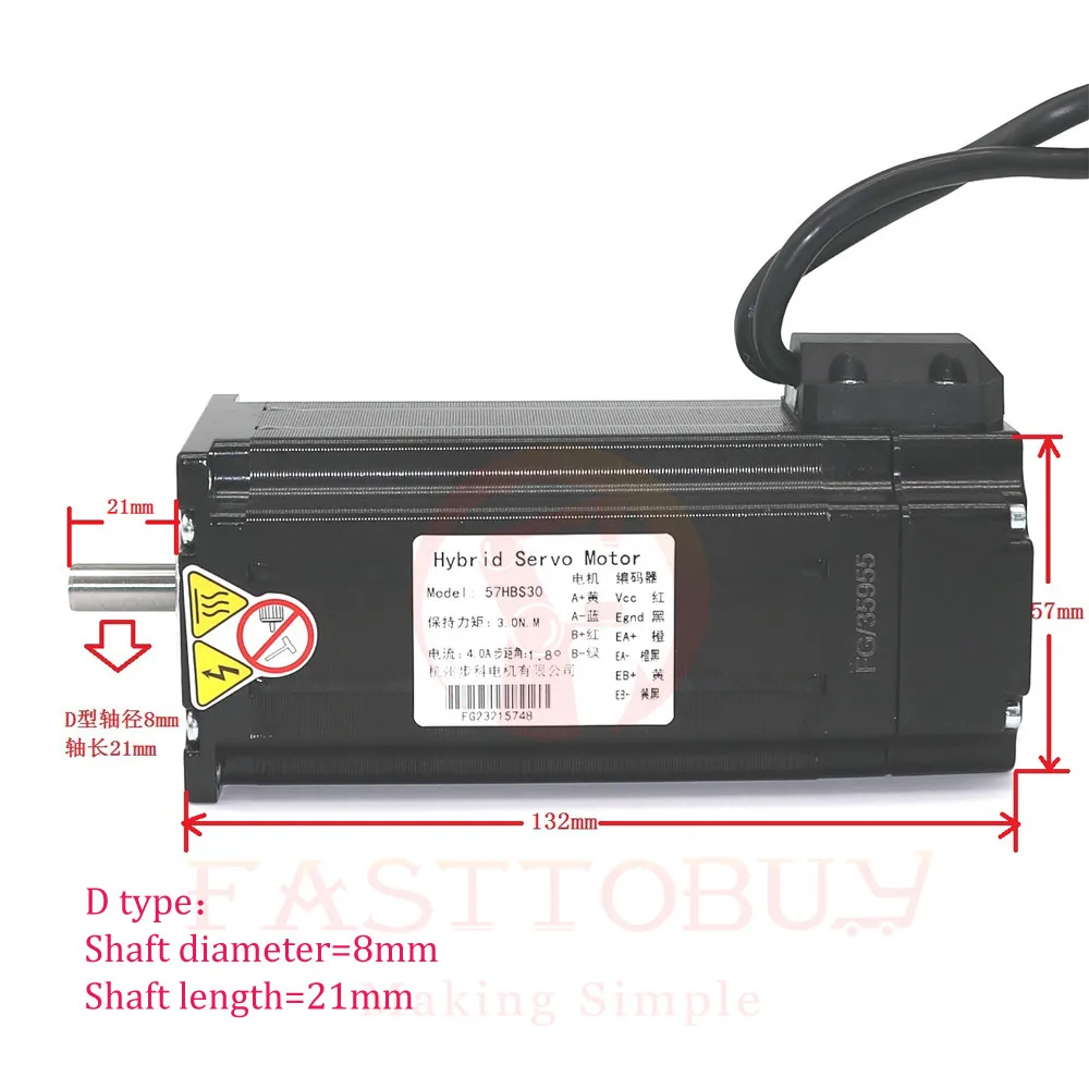 NEMA23 3 Нм замкнутый цикл шаговый комплект HBS57 + 57HBS30 DC36V DSP Гибридный Серводвигатель
