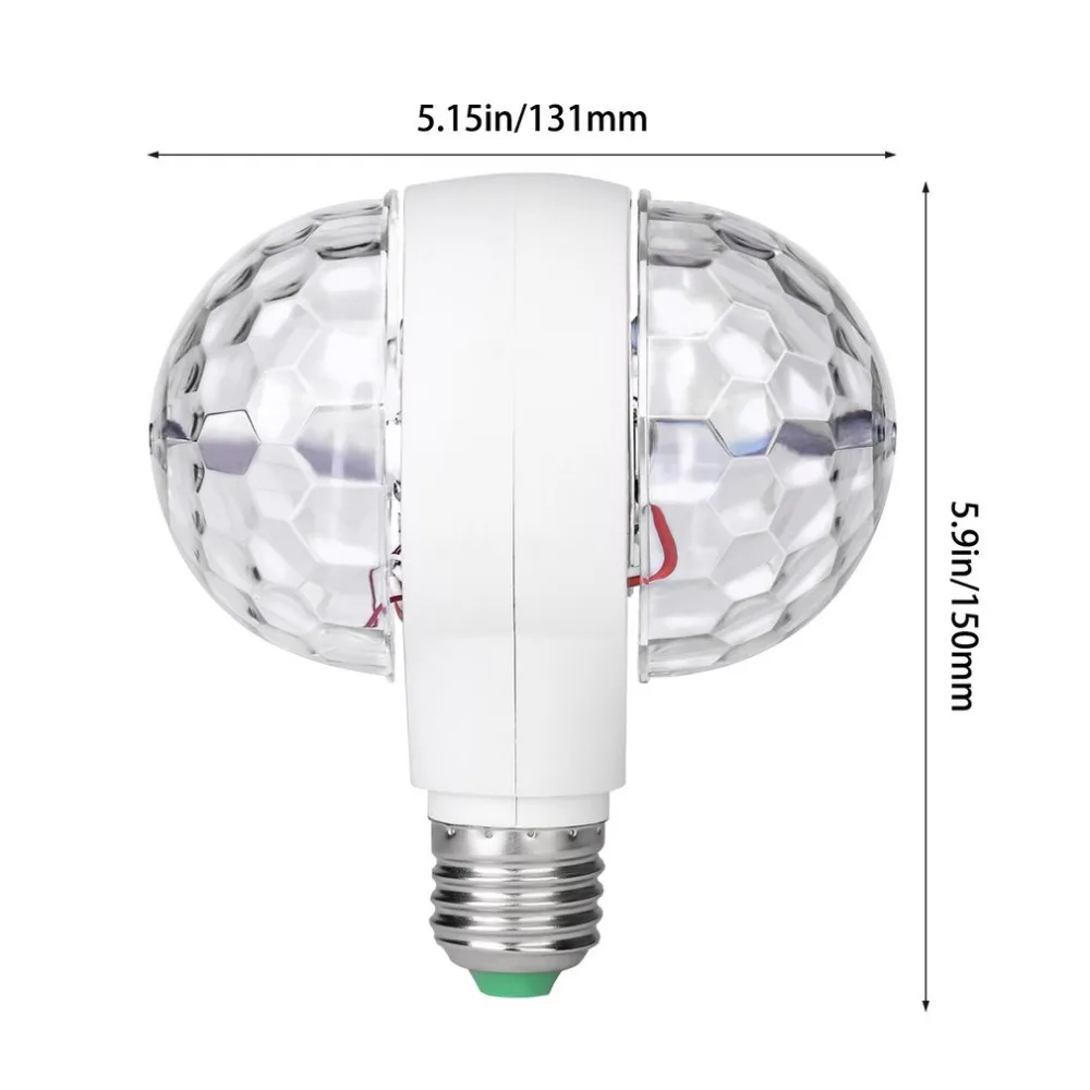 

6W LED Rotating Bulb Light with Dual Head Magic Stage Disco Lamp Rotating Double-headed LED Stage Light Colorful Light Bulb