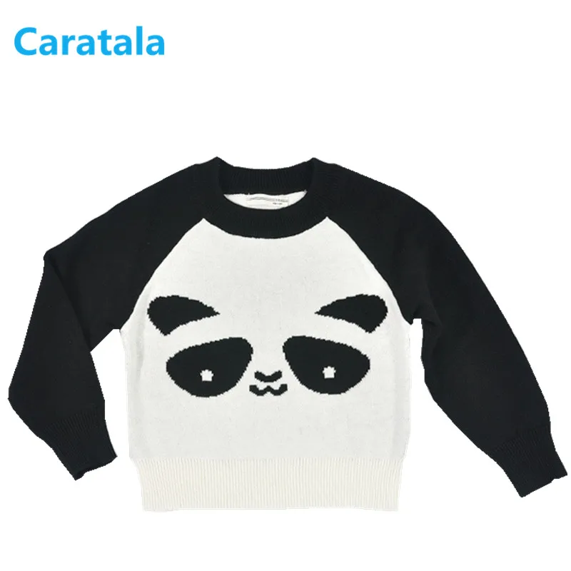 

New Spring Autumn Panda Long Sleeved Knitted Girls Boys Children Sweaters Casual Panda Design Kids Clothing