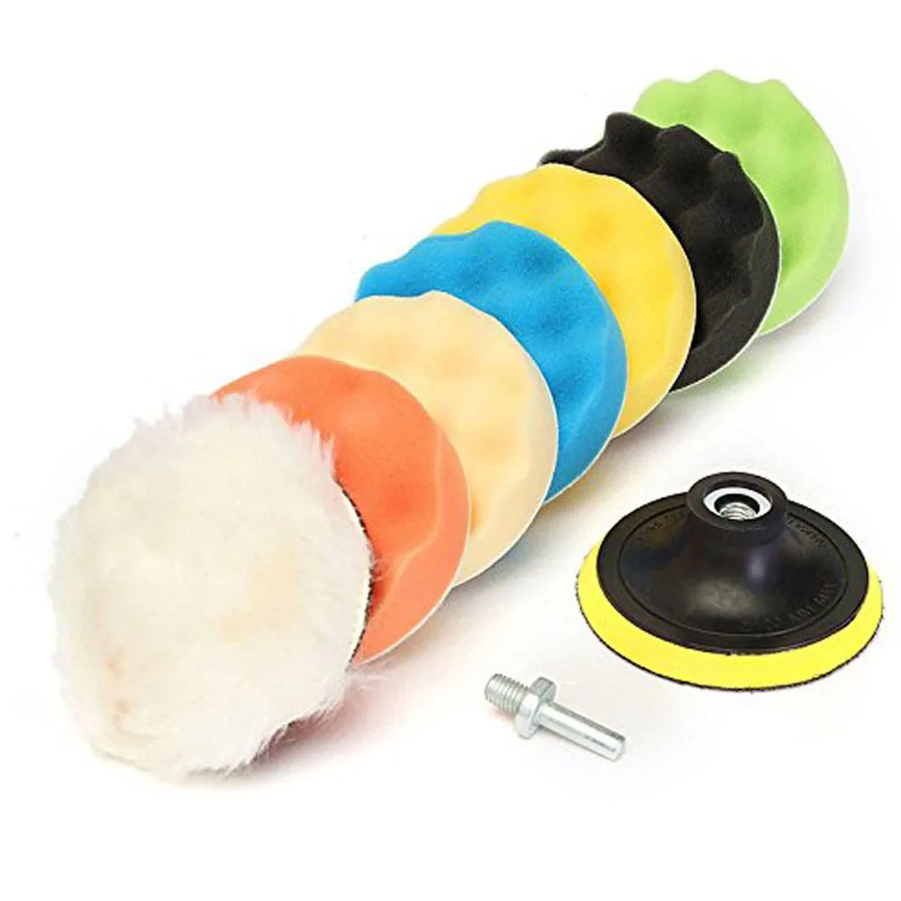 SPTA 4inch(100mm) Buffing Polishing Pad Kit Compound Polishing Auto Car Detail+Drill Adapter M14