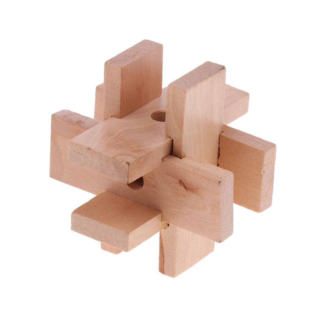 Challenge Yourself ! Disassemble and Assemble It- Classic Wooden Kong Ming Lock Brain Teaser Intelligence Puzzle Game Toy  