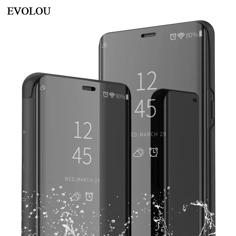 

EVOLOU Cover For Samsung Galaxy Note 9 Case Clear View Mirror Smart Flip Leather Case for Samusng Note 8 S9 S8 Plus Phone Cases