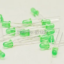 1000 шт. зеленый светодиод 3 мм зеленый светодиод зеленый зелеными