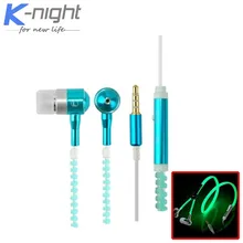 Original Metal Luminous Earphone Glow In The Dark Headest 3.5mm In-Ear Stereo Zipper Earbuds for iPhone Xiaomi Sony fone ouvido