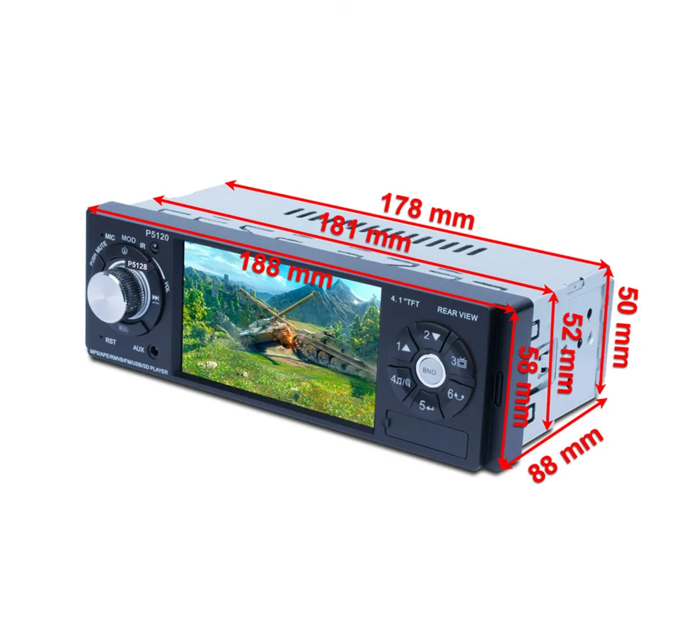 

P5120 MP5 4.1 inch TFT LCD HD One Din Bluetooth Media BT music FM Radio Steering wheel remote control car multimedia player 12V