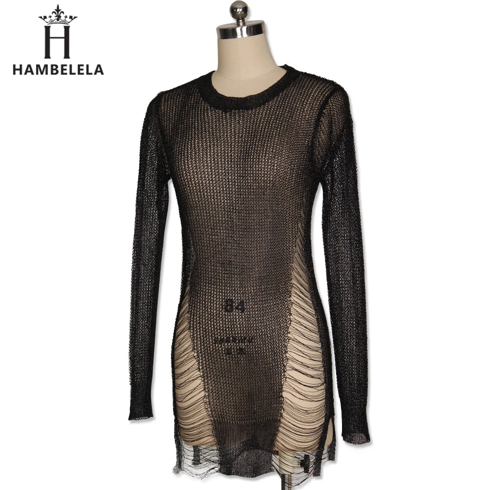 Hambelela Women Sexy Crochet Mini Dress Knitted Bodice with Shred Detail Long Sleeve O-Neck 2017 Latex Sexy Ladies Sweater Dress (7)
