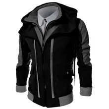 ZOGAA Модная брендовая мужская куртка зимний Кардиган повседневное пальто с капюшоном двойная молния поддельные два топа мужские куртки и пальто