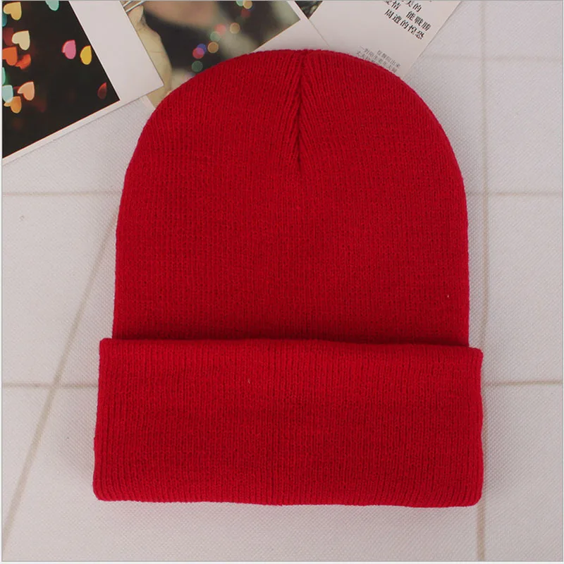 Ymsaid зимняя шапка для взрослых женская вязаная шапка Skullies Beanies Осенняя уличная мужская шапка повседневная женская зимняя шапка унисекс - Цвет: Red