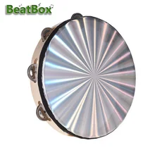 BeatBox 6/8/10 дюймов деревянные сияющей Тамбурины колокольчик ручной барабан с один ряд бубенцов Светоотражающие барабан ударный Instrum