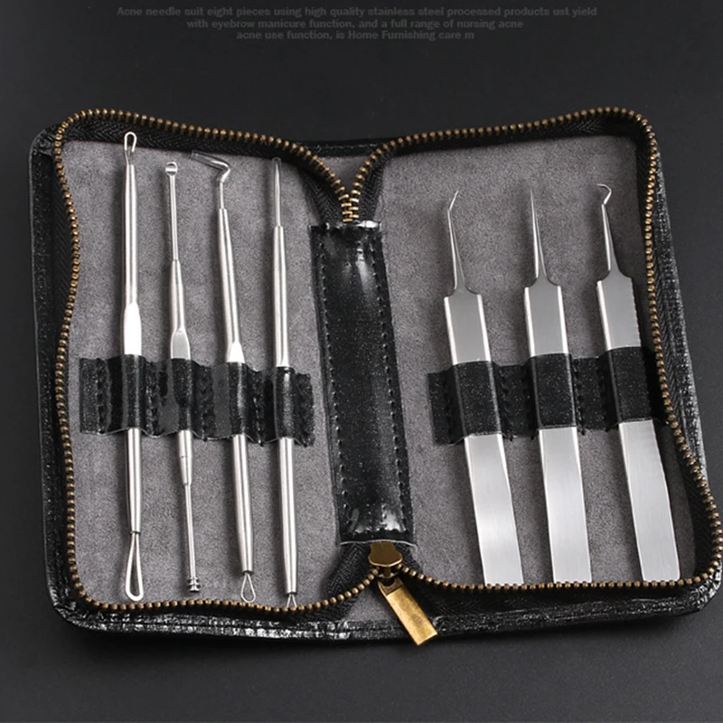 

7 Pcs Professional Blackhead Remover Tool Kit Stainless Steel Blackhead Acne Comedone Pimple Blemish Extractor Beauty Tool